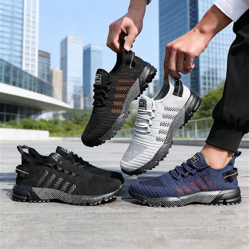 Trendige Herren-Laufschuhe aus Mesh, bequeme, leichte, urbane Sneaker für den täglichen Gebrauch im Freien, rutschfeste Freizeitschuhe, Zapatillas De Deporte