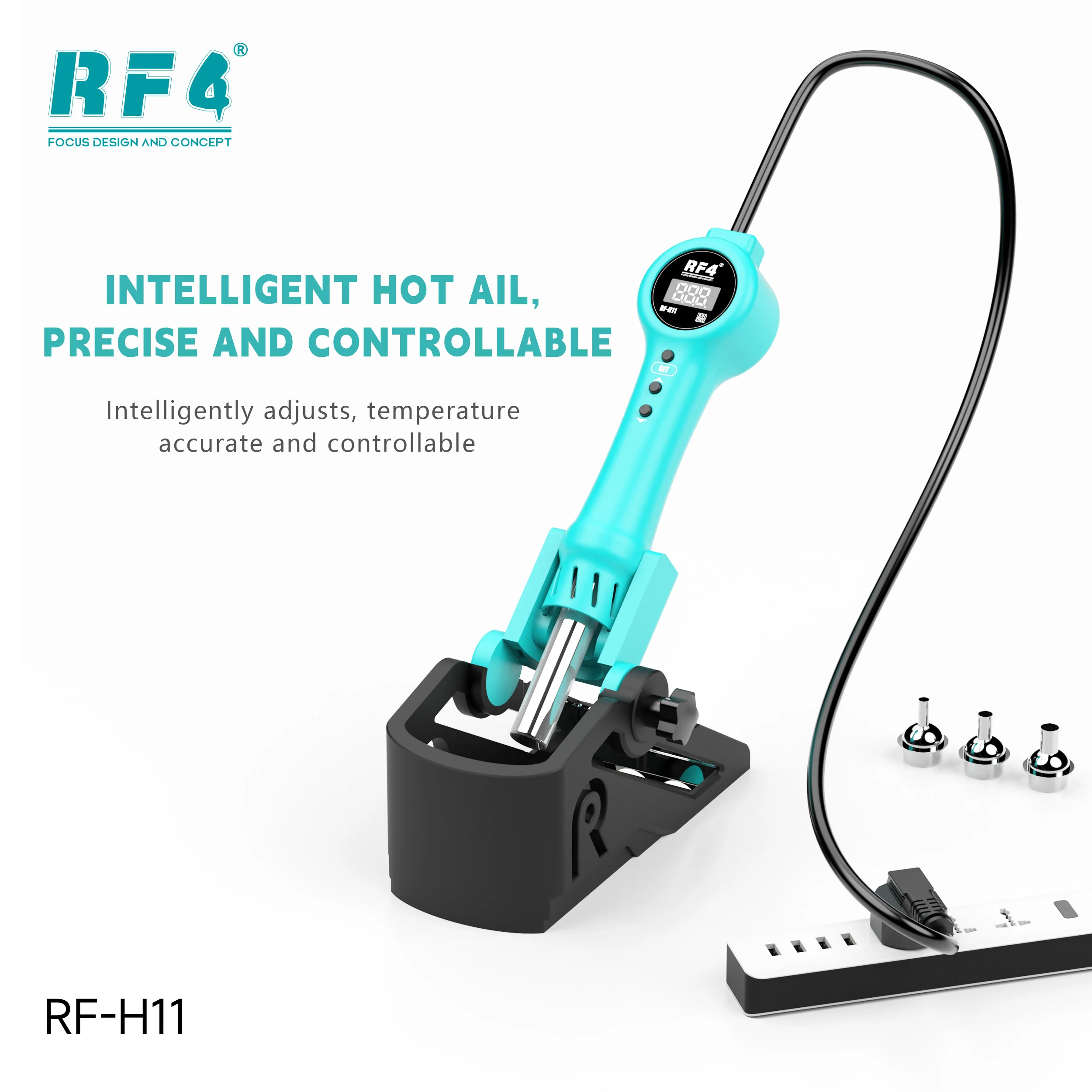 RF4 RF-H11 500 ℃ مسدس هواء ساخن 4 فوهات 10 مستويات هواء تخزين متكامل وتفكيك قاعدة نوم ذكية لأداة إصلاح الهاتف #1