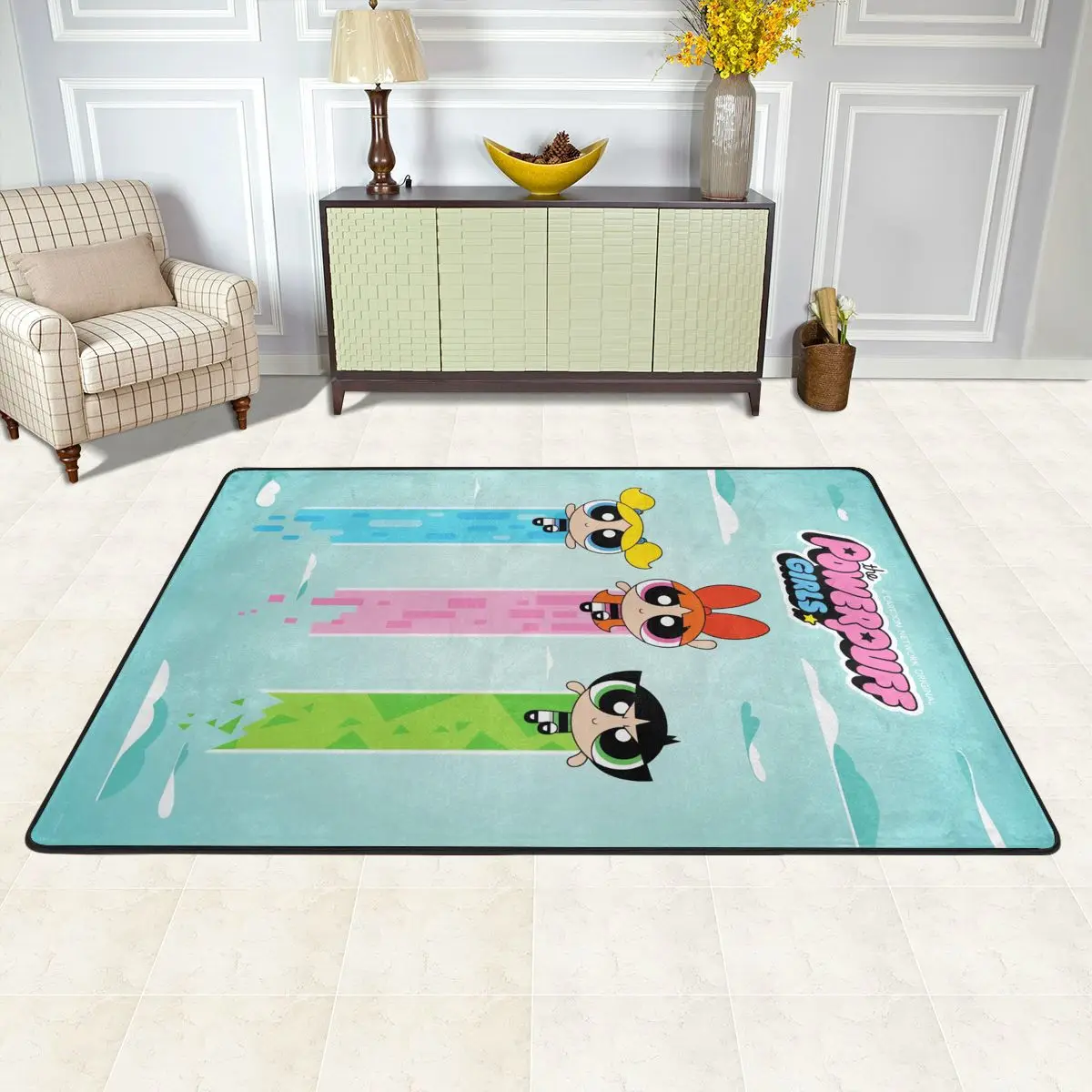 The Powerpuff Girls Kitchen Mat Anti Slip Carpet For Living Room Kitchen Entrance Door Floor Carpets Retro Protective Rug