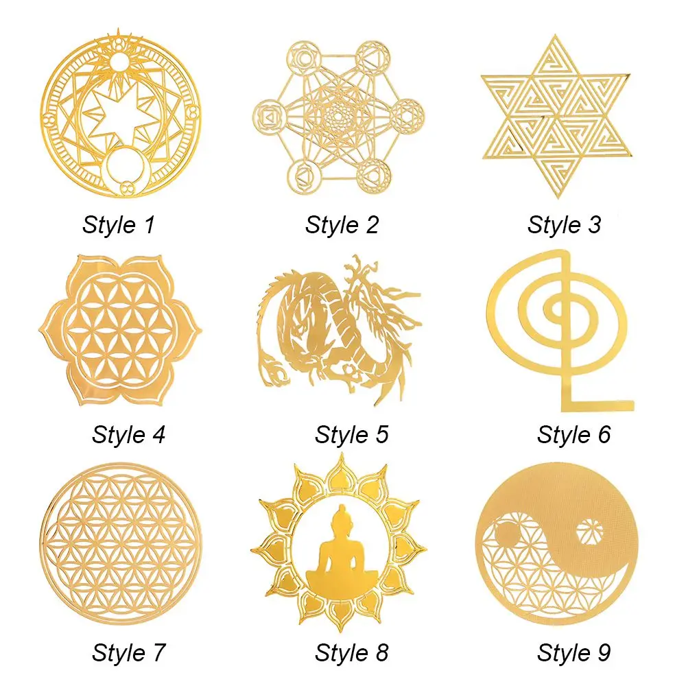 Making Material Gold Color Flower Life Pattern Sacred Geometric Sticker Metal Copper Sticker Energy Sticker for Making Mould