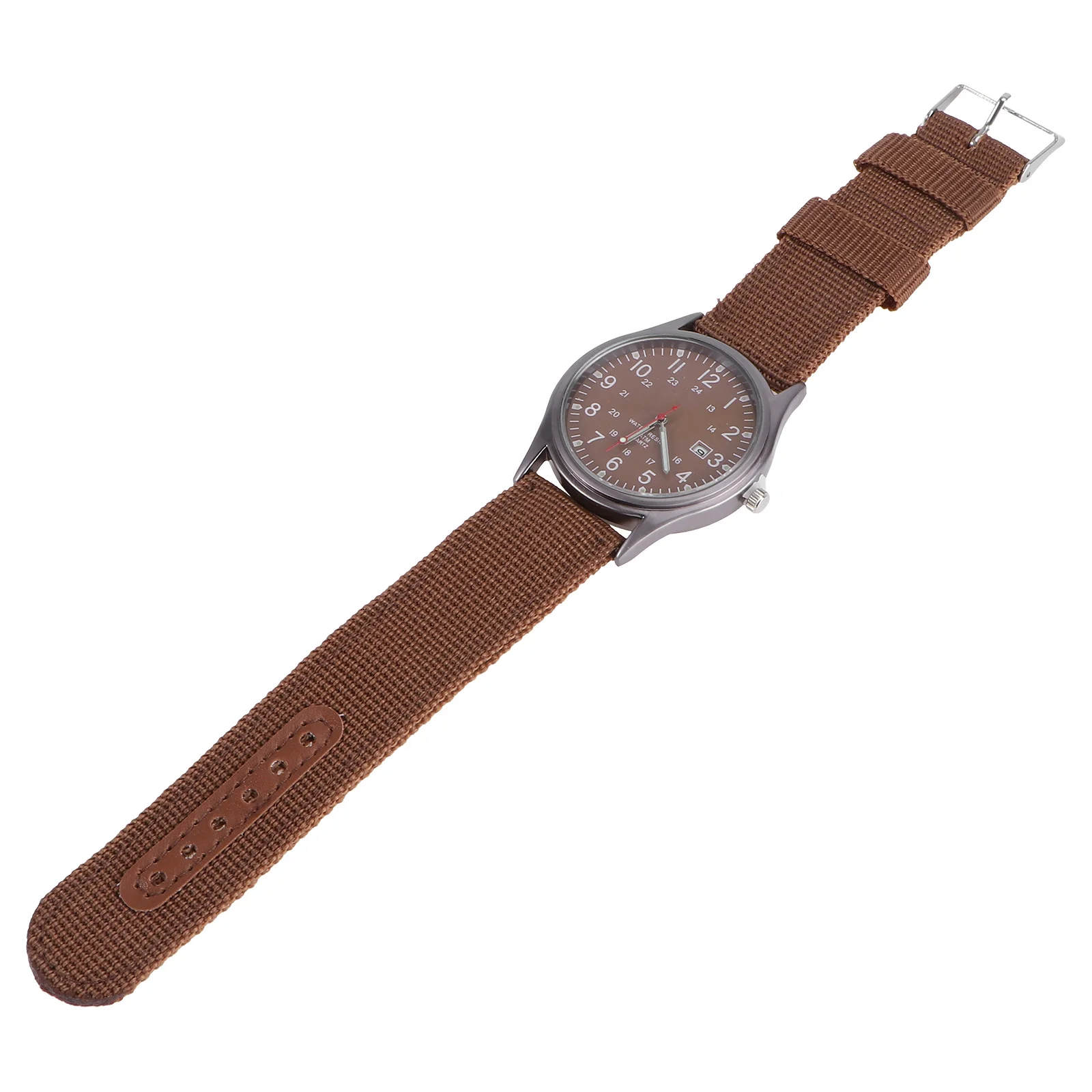 

1Pcs Men Quartz Watch with Calendar Function Brown Canvas Strap Luxury Simple Design Waterproof Wristwatch for Daily Business