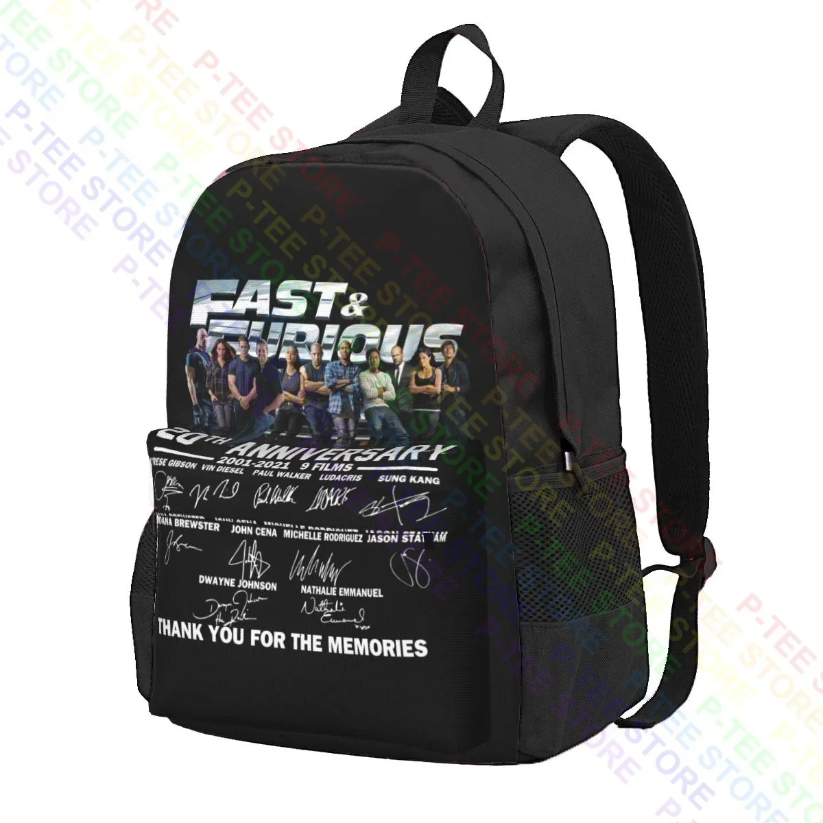 Fast And Furious 20Th Anniversary 2001-2021 Large Capacity Backpack Cute Backpack Personalised Outdoor Running