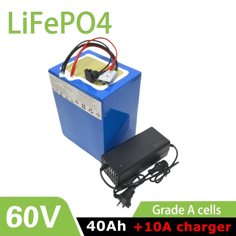 

Литиевая батарея lifepo4 60 В, 40 Ач с глубоким циклом BMS для электрического велосипеда, вилочного погрузчика, скутера, мотоцикла AGV + зарядное устройство 10 А
