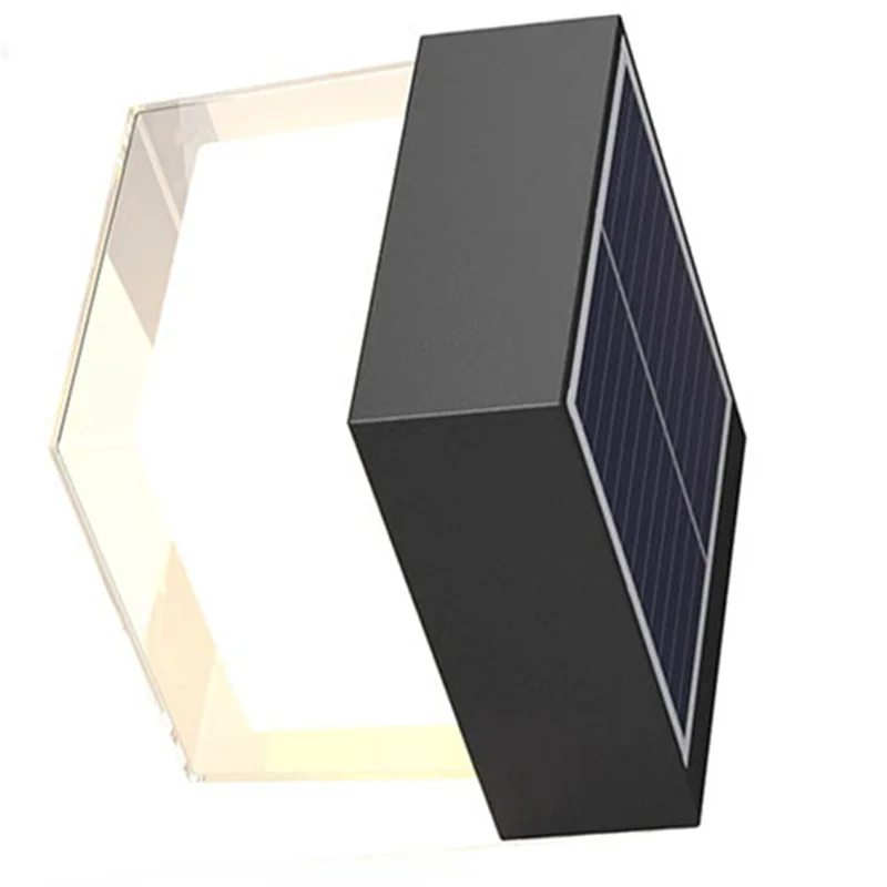 PZHI-إضاءة الجدار الخارجية مصباح الجدار الشمسي في الهواء الطلق مقاوم للماء ضوء دافئ لتزيين ساحة الحديقة والشرفة #4