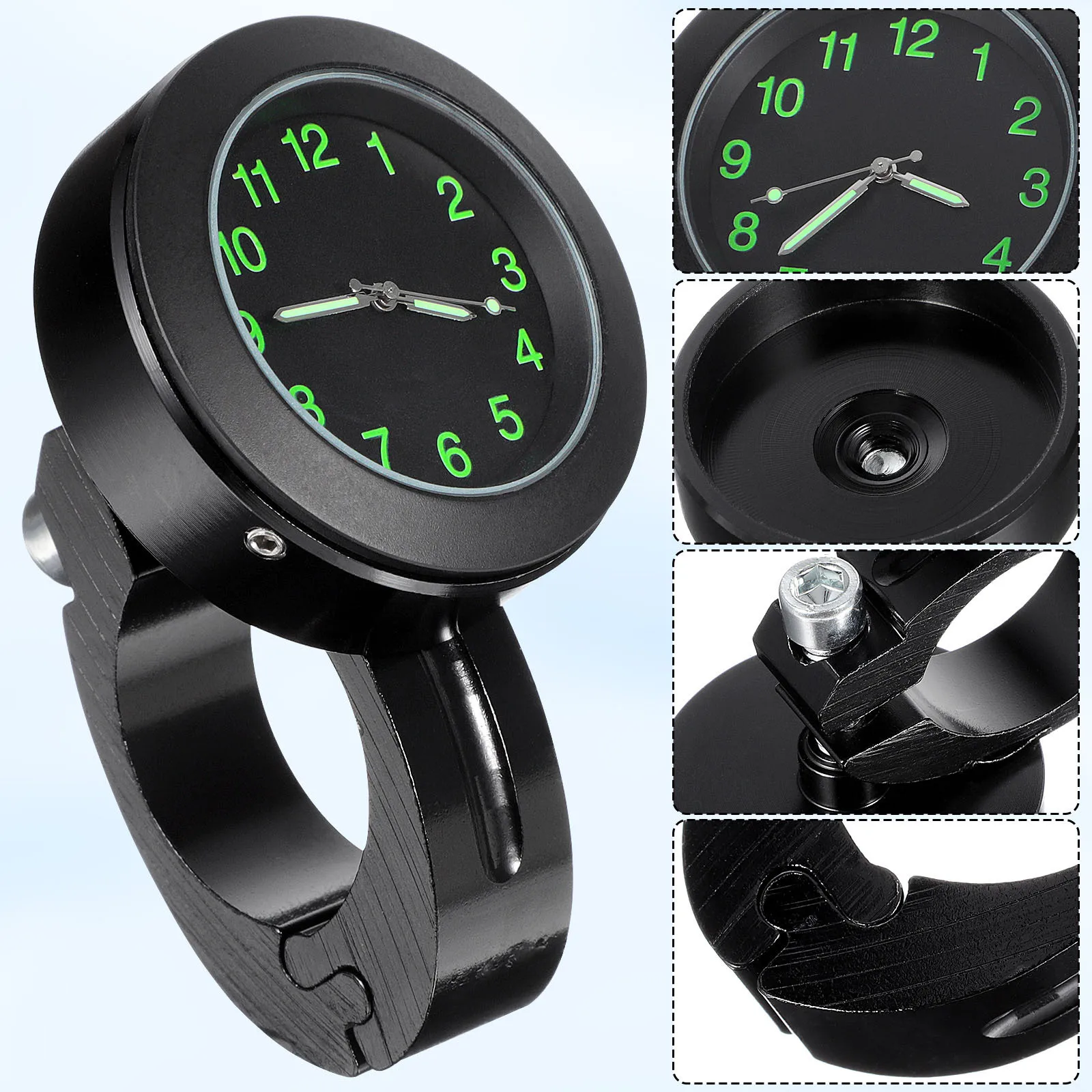 ساعة مقود دراجة نارية صغيرة مقاومة للماء مقاس 7/8 بوصة باللون الأسود ملحقات دراجة نارية رقمية تصميم متين وخفيف الوزن لـ #4