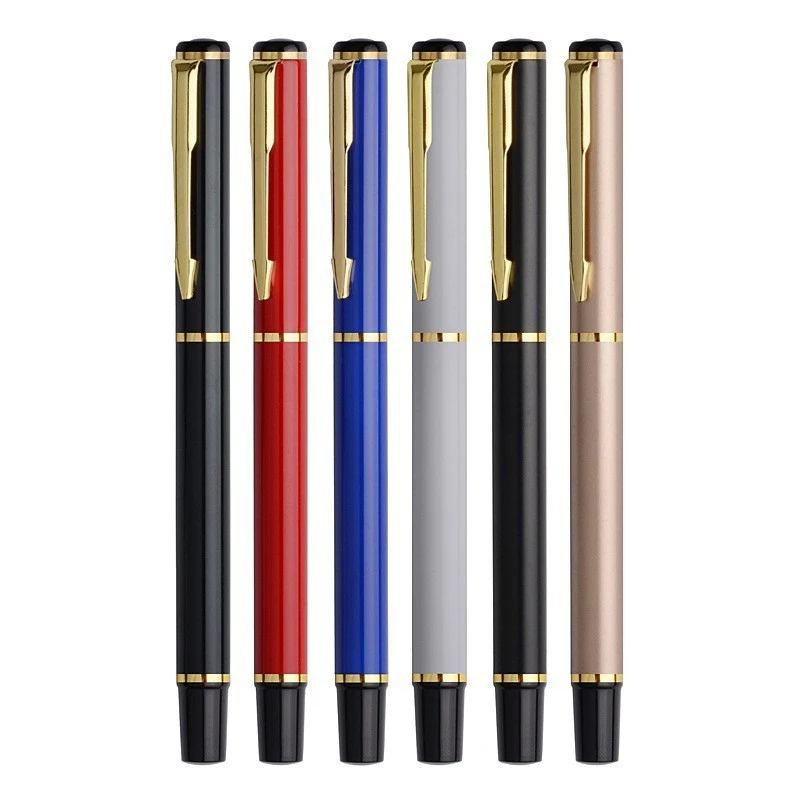 

Цельная роскошная металлическая гелевая ручка с черными чернилами, деловые канцелярские принадлежности, автоматическая шариковая ручка для школьного офиса