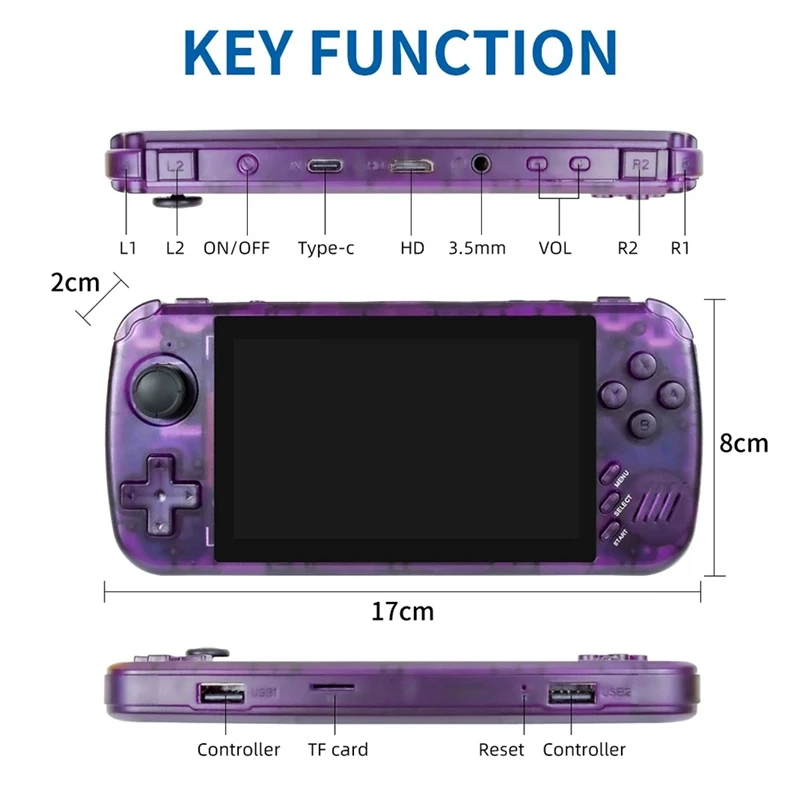 X39pro Retro Video Game Console 64GB 4.5 Inch Screen Support 2-Player Games Handheld Gamepad Children Gifts Easy Install B