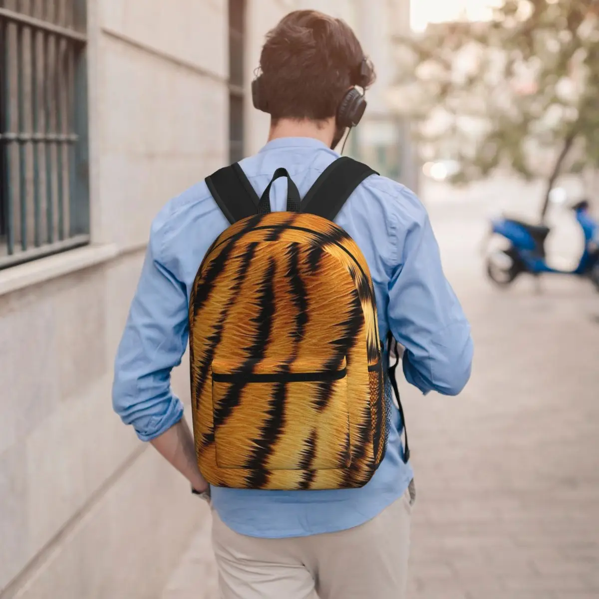 Tiger Skin Student Backpack School Bag Hiking Travel Daypack for Boys Girls Bookbag Shoulder Bags