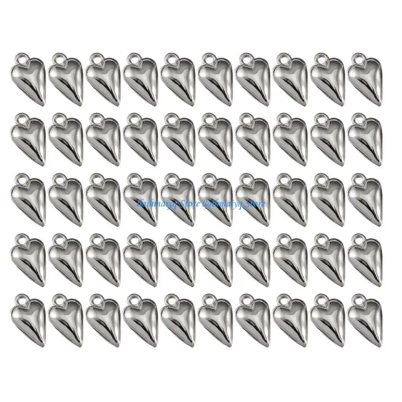 573B Pack of 50 3D Heart Accessories for Handmade Jewelry Sturdy Surfaces in Gold and Silver Color Versatile Wear