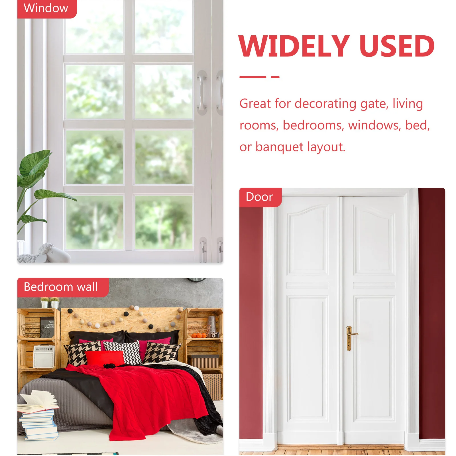 

3Pcs Chinese Wedding Stickers Red Flocked Cloth Durable Decorative Set Ideal Home Car Bedroom Wedding Decoration Supplies