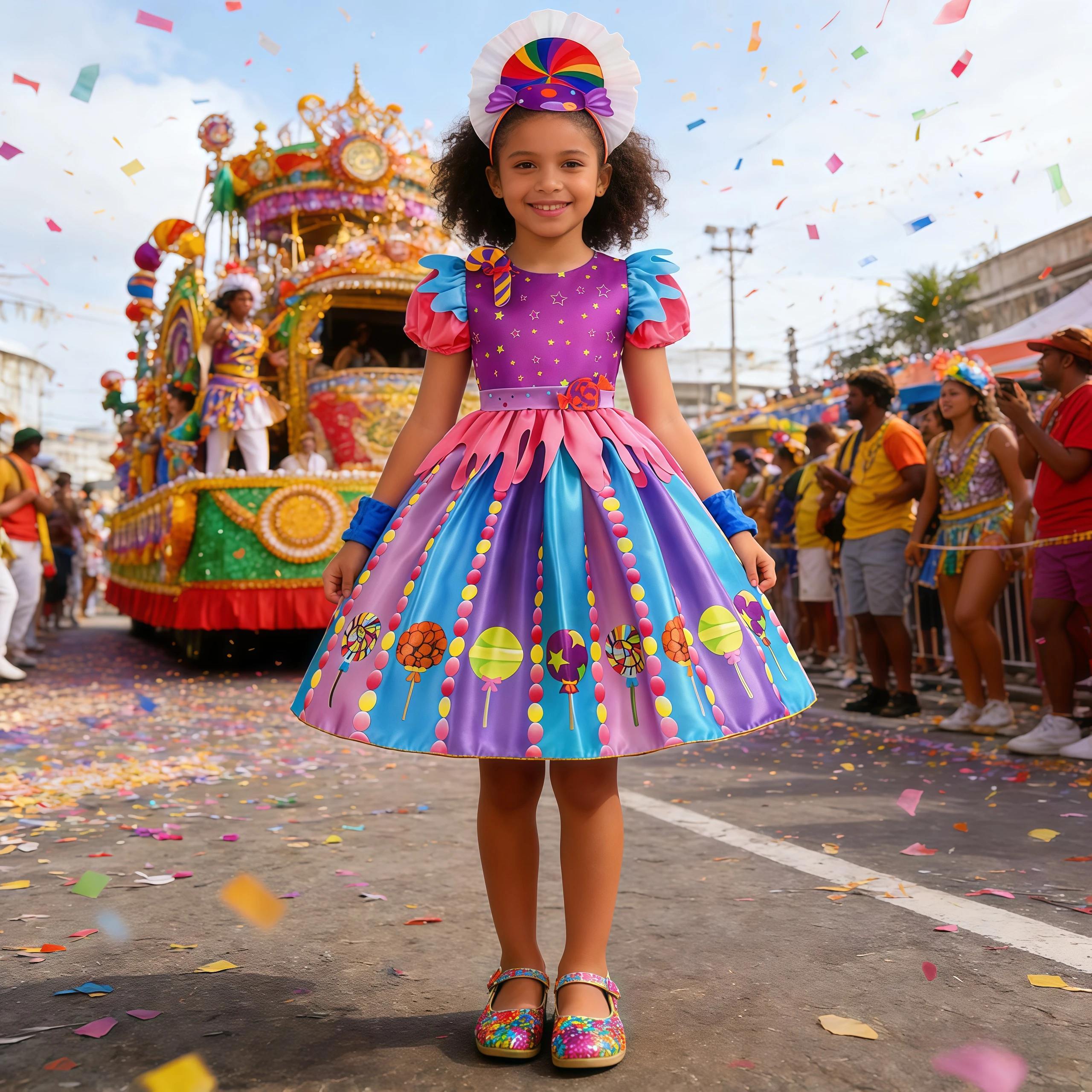 

Sweet Girls Lollipop Style Candy Princess Dress With Headwear For Children Purim Birthday Party Carnival Performance Gifts