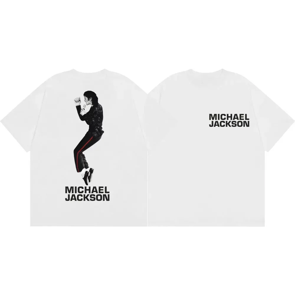 90's Michael Jackson Double Sided Print T-shirt Harajuku Rock Style Short Sleeve T Shirts Men Women Kids Cotton Casual T-shirts