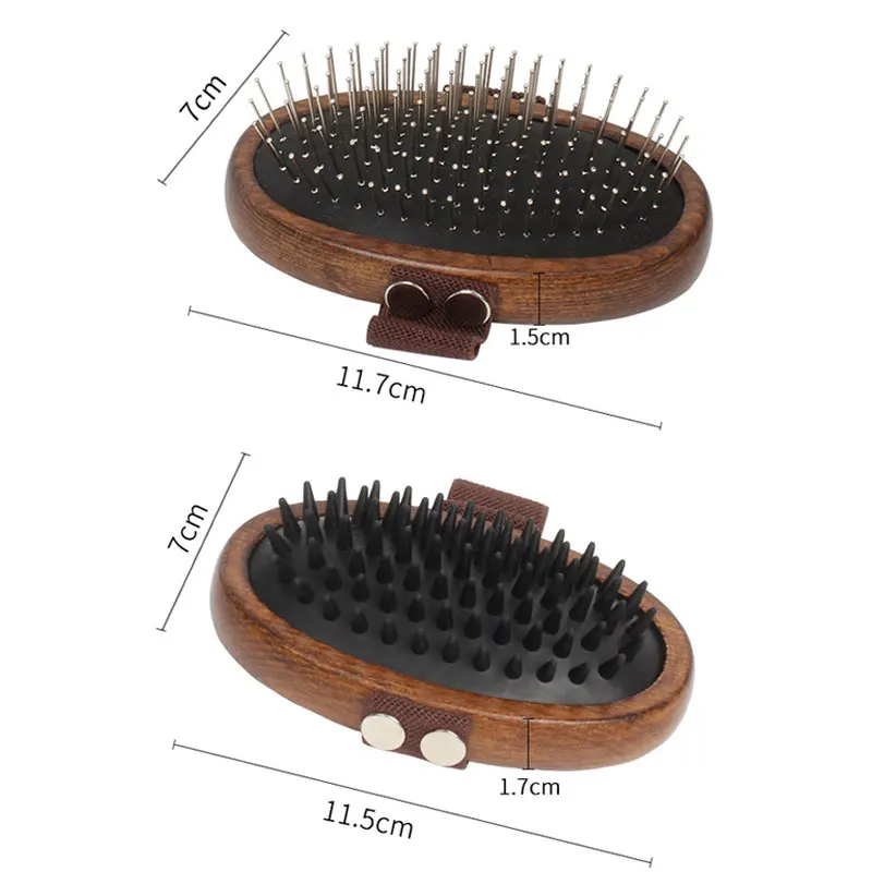 강아지 털 제거 빗, 나무 손잡이, 긴 머리, 짧은 머리, 강아지 고양이 브러쉬, 마사지 목욕 브러쉬, 애완 동물 손질 도구, 개 액세서리