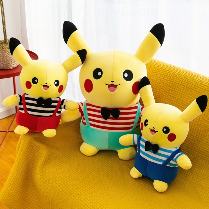 

Pokémon Creative Pikachu Plush Toy with Strap Soft Body Large Stuffed Doll for Kids Birthday Christmas Gift Pillow Style Cuddly