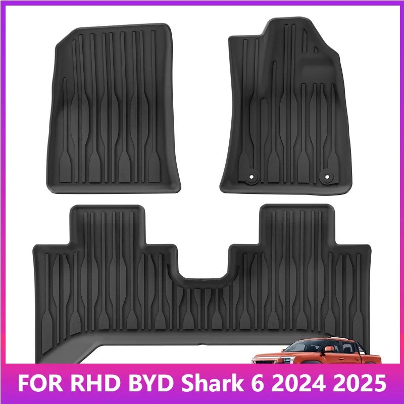 Fußmatten für BYD Shark 6 2024 2025 Rechtslenker, Kofferraummatte, TPE 3D Fußmatte, Zubehör, SCHWARZ – Detail 1