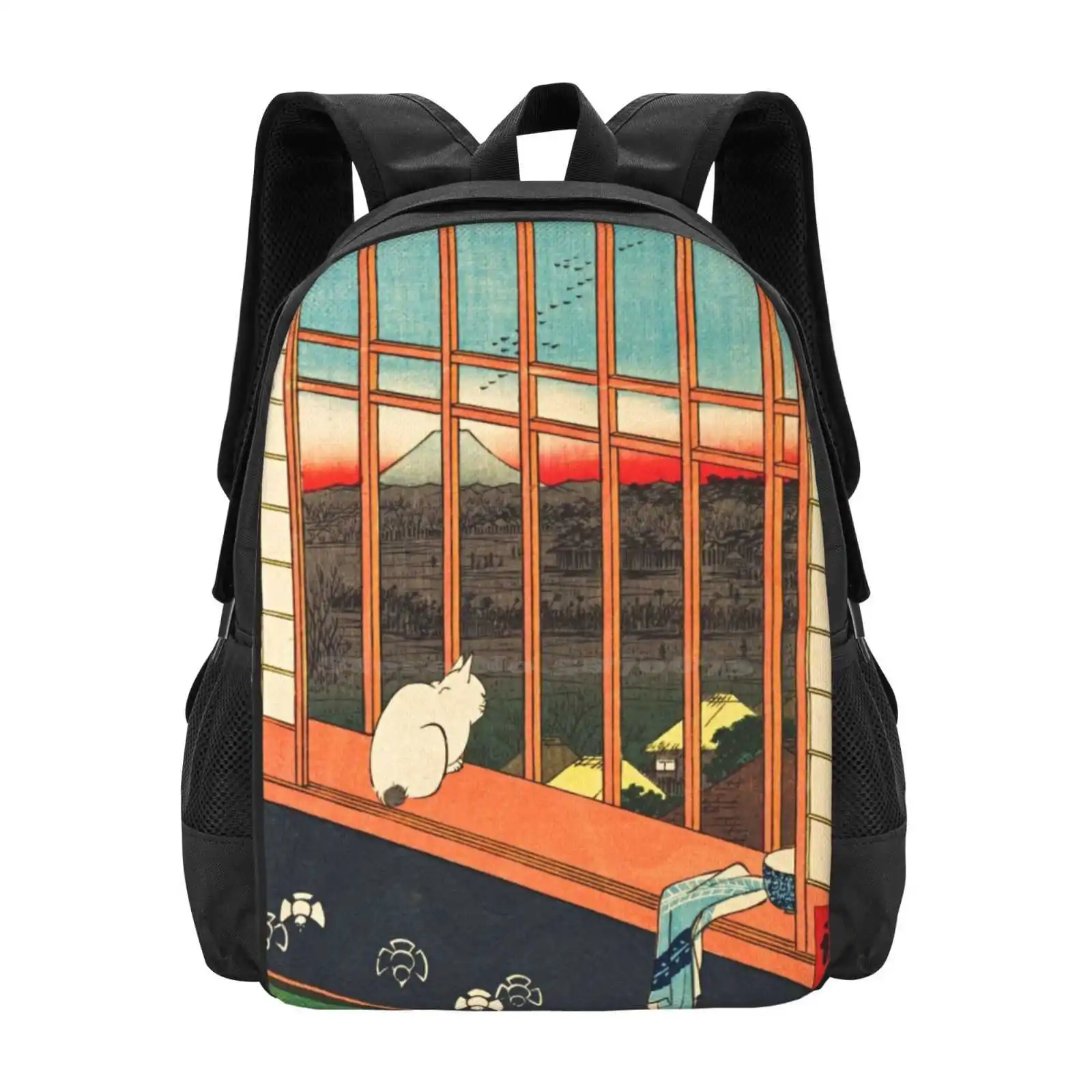 Japanese Cat Watches Revelers From Tori No Machi Festival Hot Sale Schoolbag Backpack Fashion Bags White Cat Japanese Cat Asian