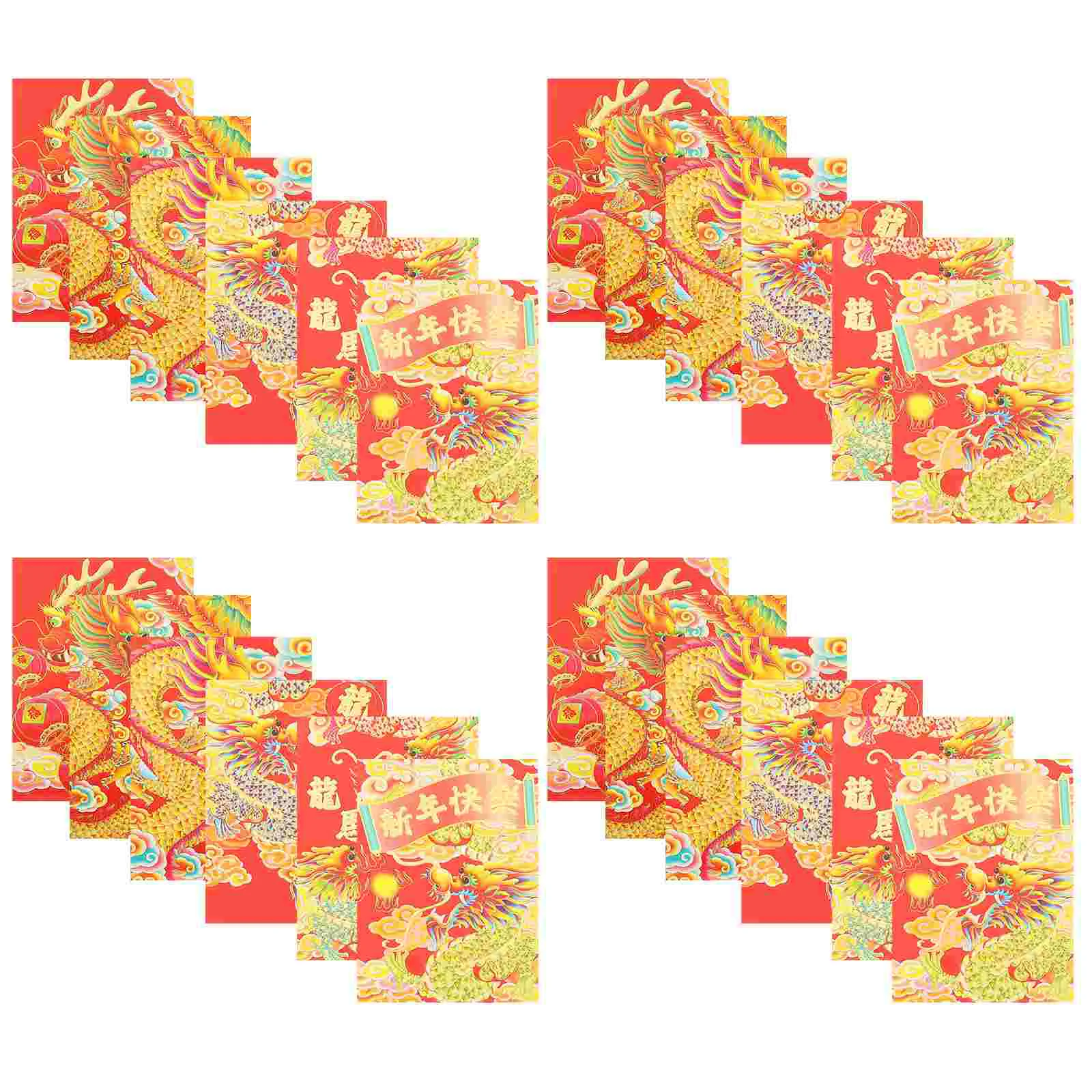 

30 Pcs 2024 Year of The Dragon Red Packet New Envelopes Chinese Decoration Letter For Traditional Pocket Writing Paper And