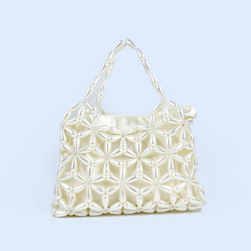 

Fashionable evening bag, hollowed-out flower pearl hand-embroidered bag, summer handcrafted clutch bag for parties