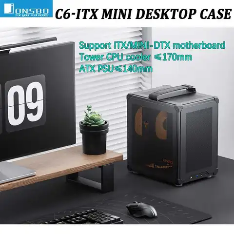 JONSBO C6-ITX Portable desktop Mini Mesh case supports tower cooler ≤170mm ATX PSU ITX/MINI-DTX motherboard Comes with handle