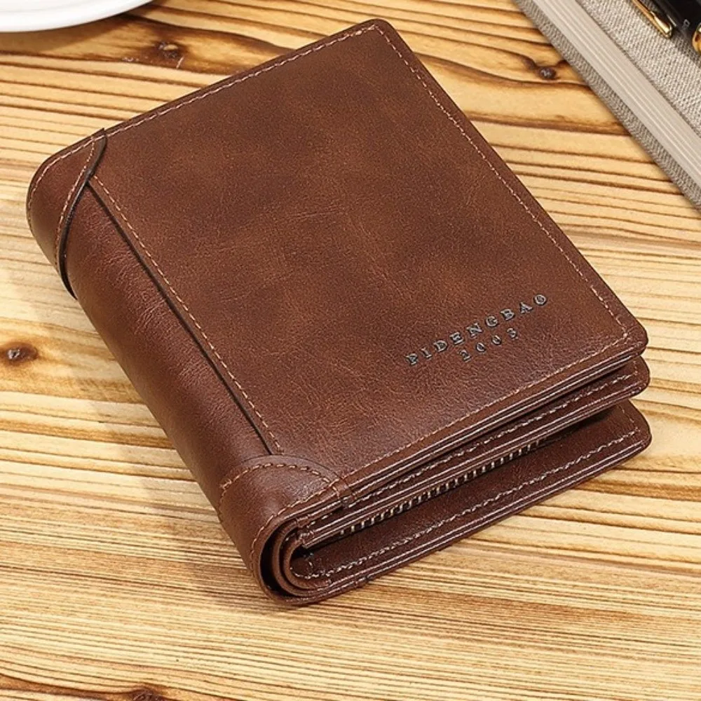 Carteras cortas portátiles de cuero PU, bolsa multifunción con cremallera, tarjetero, almacenamiento de tarjetas de crédito y identificación, bolso de mano de viaje para hombre