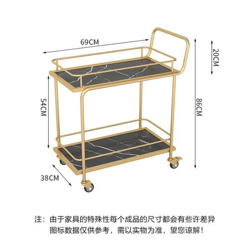 mobile carts, high-end storage carts, hotel beverage carts, golden multi-layer wrought iron food carts, restaurant food carts