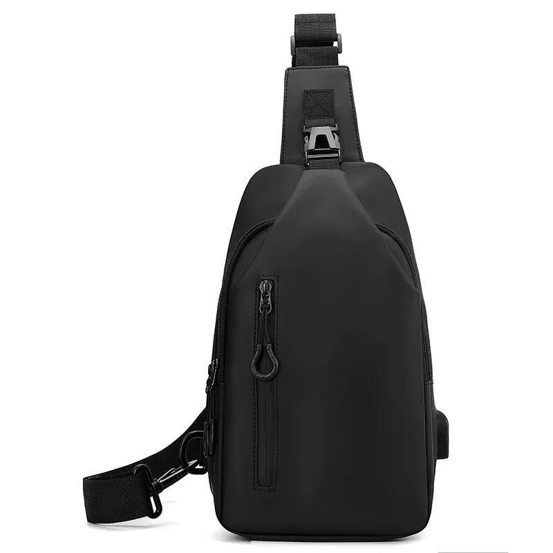 

2025 New Leather Film Breast Ba g Men's Crossbody Locomotive Breast Ba g Hong Kong Style Trend Crossbody Bag Men's Breast Bag