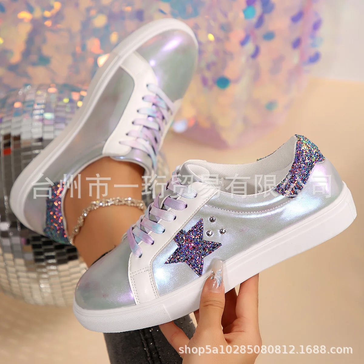 Coffee Faux Suede Leopard Print Sleek PU Leather Detail Lace Up Sneaker Girl Retro Silver Tail Inner Height Increase White Shoes