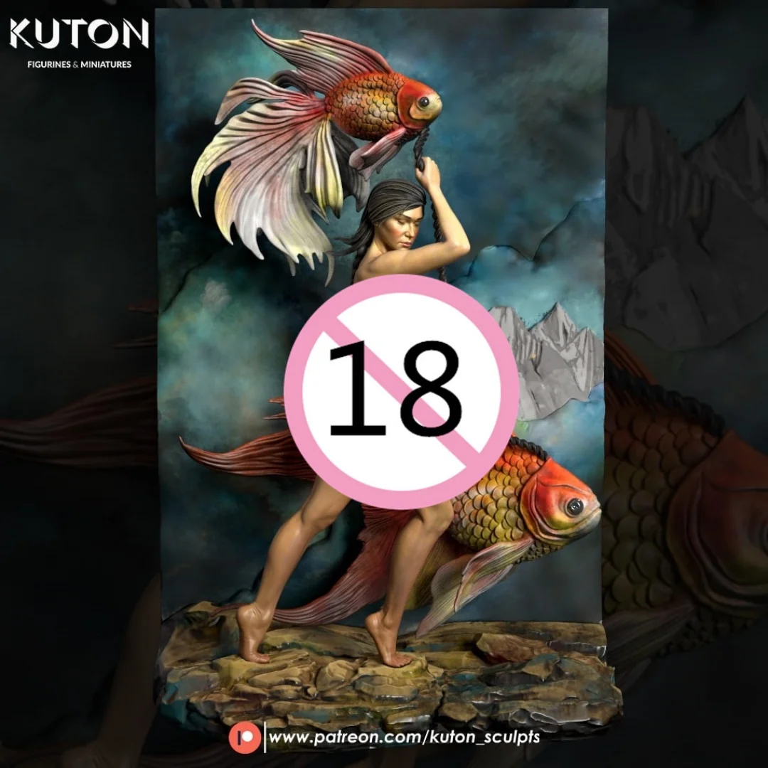 

1/24 Scale Resin Figure The Art of Walking with Two Fish in Hand Nsfw version Assemble Model Kit Unassembled and Unpainted toys