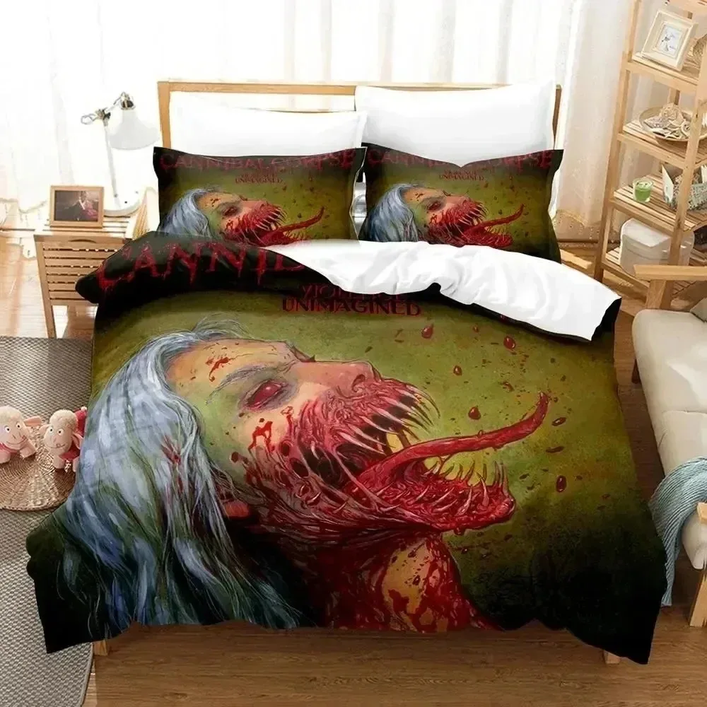 3D Print Cannibal Corpse Bedding Set Duvet Cover Bed Set Quilt Cover Pillowcase Queen Size Boys Adult Bedding Set
