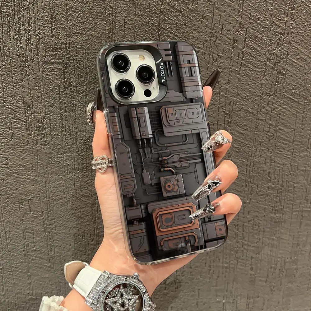 

Mechanical parts design phone case for iPhone 16 15 14 13 12 11 Pro/ Max/Plus shock-proof rear cover anti-fingerprint