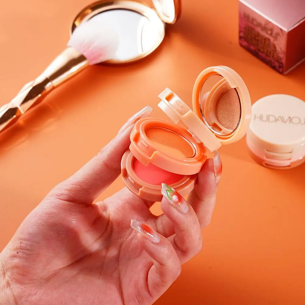 Tavolozza di fard 3in1 Tavolozza di evidenziatori pressati Impermeabile duraturo Viso Rouge Polvere Evidenziatore naturale Shimmer Blush Trucco