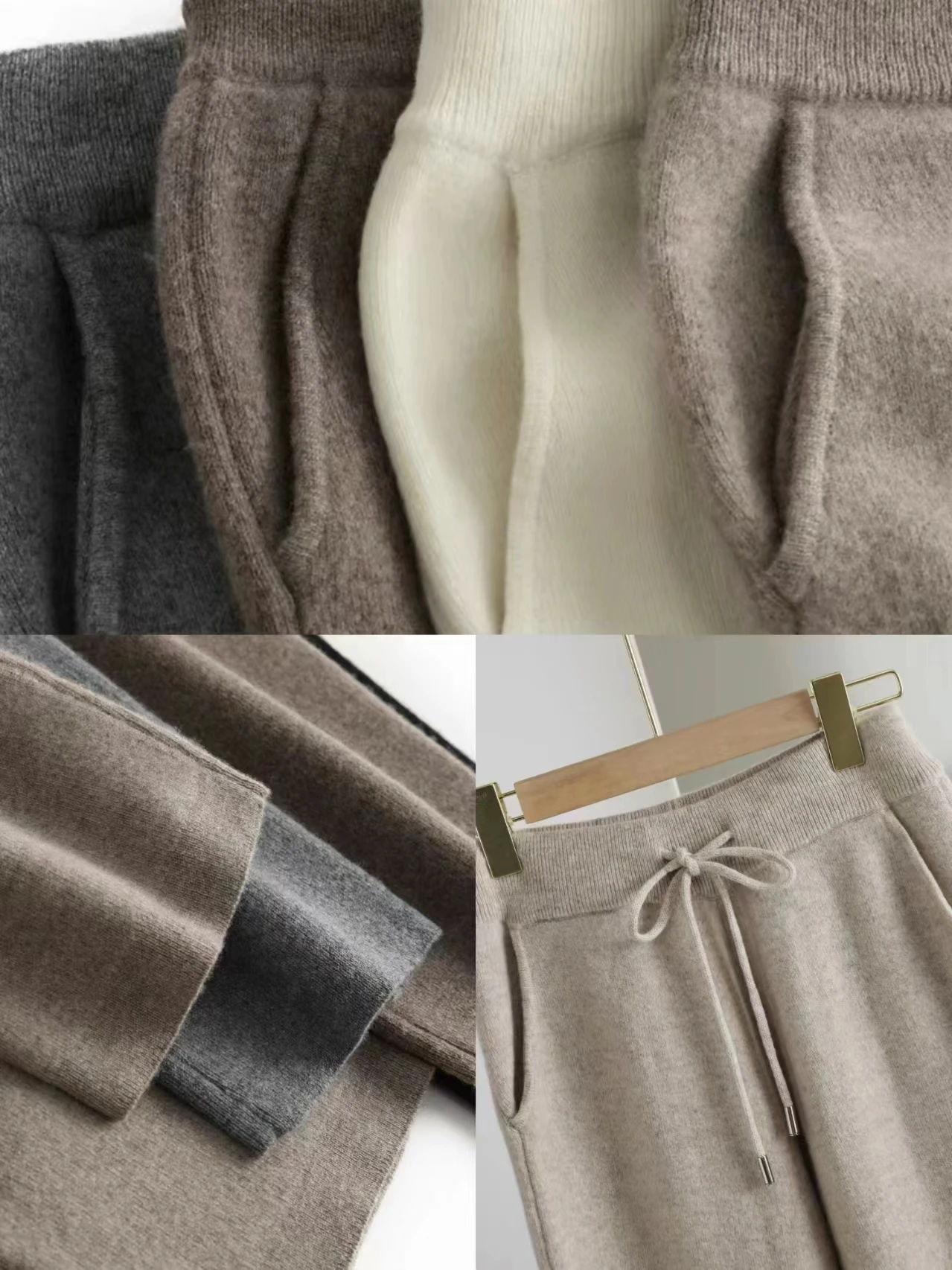 

Autumn Winter Women High Waist Pencil Pants 100% Merino Wool Thick Soft Warm Basic Casual Trousers Cashmere Knitwear Pants