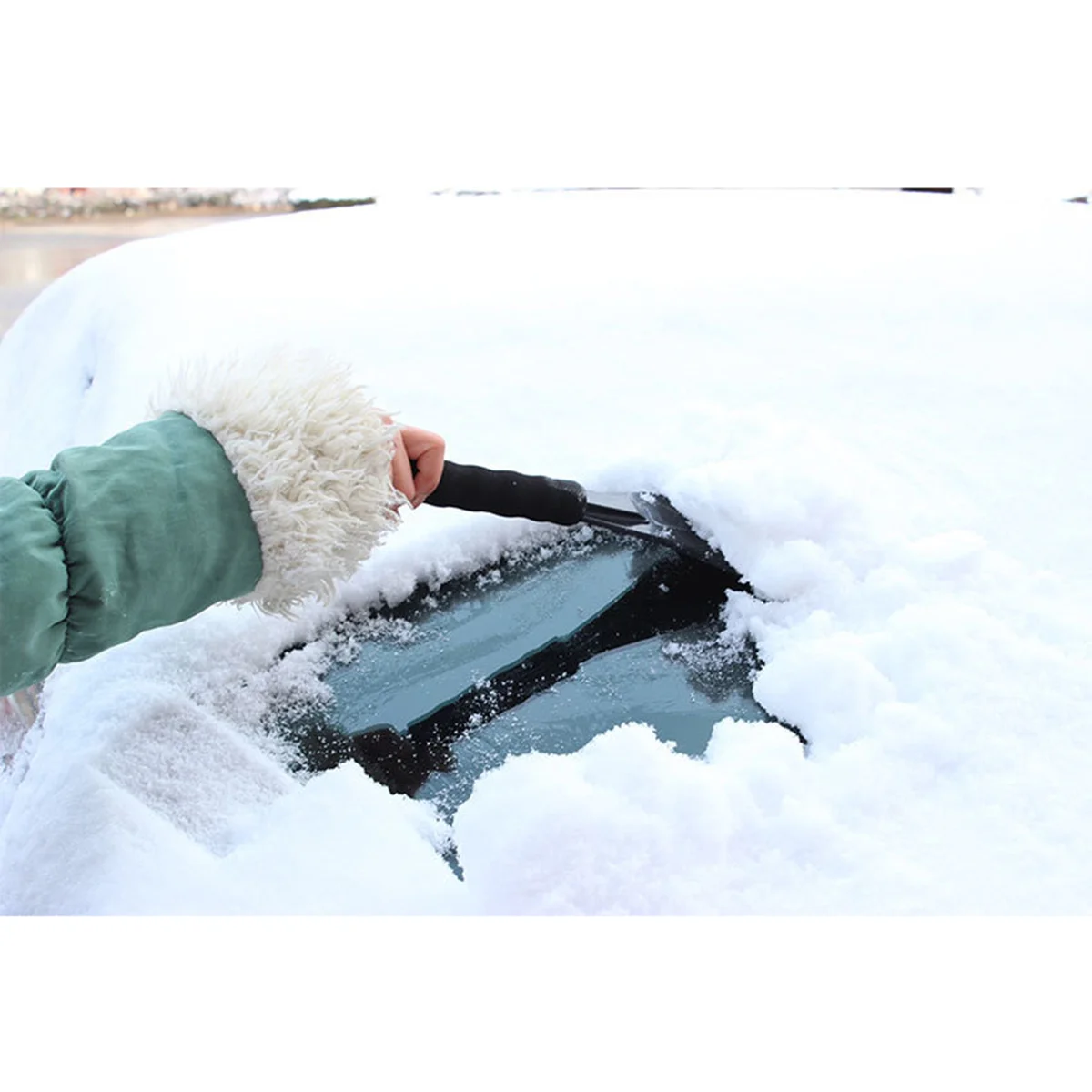 Snow Ice Scraper Removal for Car with Handle Heavy-duty Frost and Snow Removal for Car Windshield and Window (Random Color)