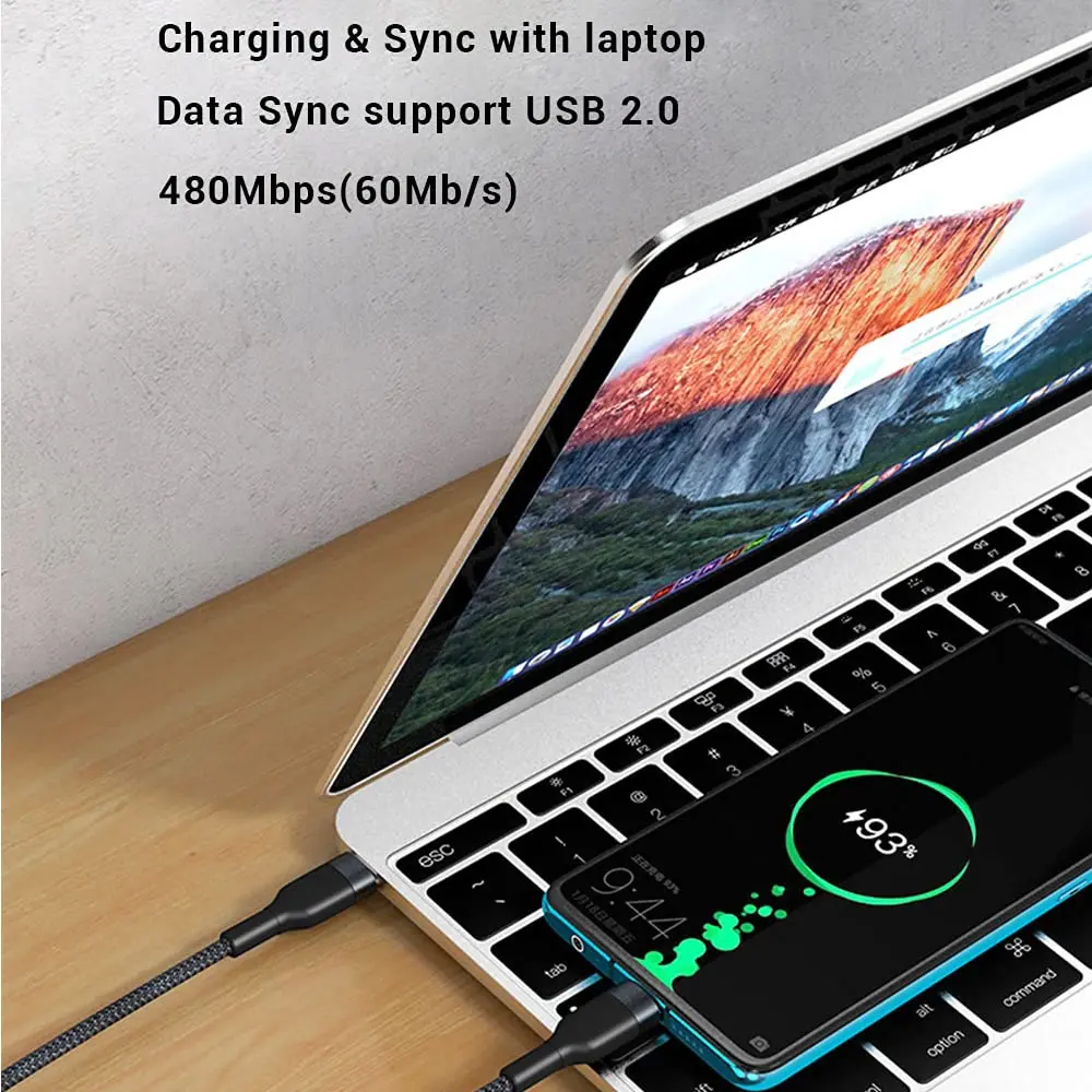 PD60W cavo di ricarica rapida da tipo C a tipo C cavo corto da 0.25M cavo dati USB C per Power Bank telefono Tablet Laptop carica portatile