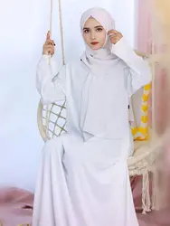 Nero bianco rosa solido Dubai modesto sotto il vestito Abaya Islam caftano musulmano con tasche abiti per le donne Robe Femme Musulmane