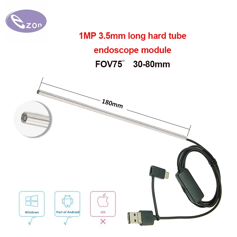 1MP 3.9mm rigid tube endoscope FOV 75゜ 3-in-1 USB interface industrial pipeline inspection