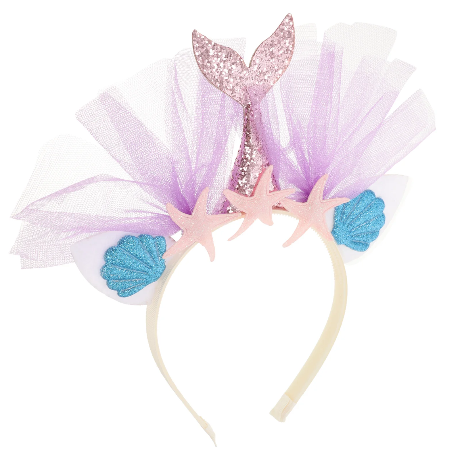 

Gold Glitter Hair Hoop For Mesh Star Shell Design Lightweight Party Wear Festival Carnival Christmas Easter Nye Decor