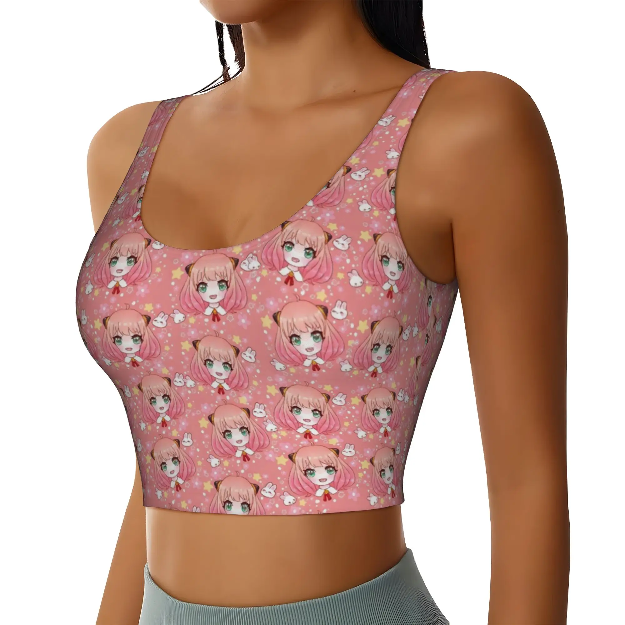 Manga Spy  Family Japane Anime  Workout Crop Tank Tops for Women Anya Agent  Yoga Sports Bras