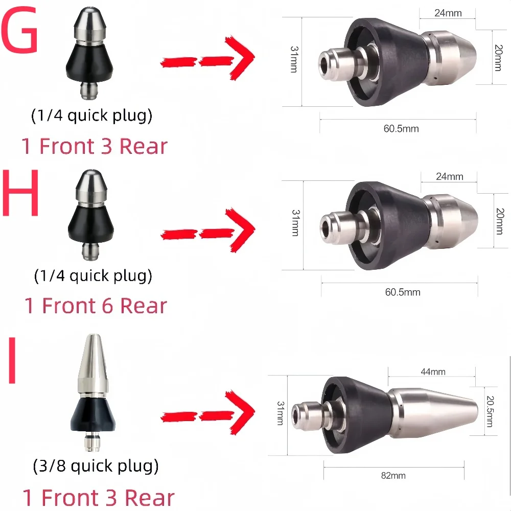 Hochdruck reinigungs maschine Düse Kanalisation Entwässerung reinigungs düse g1/4 Edelstahl Hochdruck düsen reinigungs werkzeuge