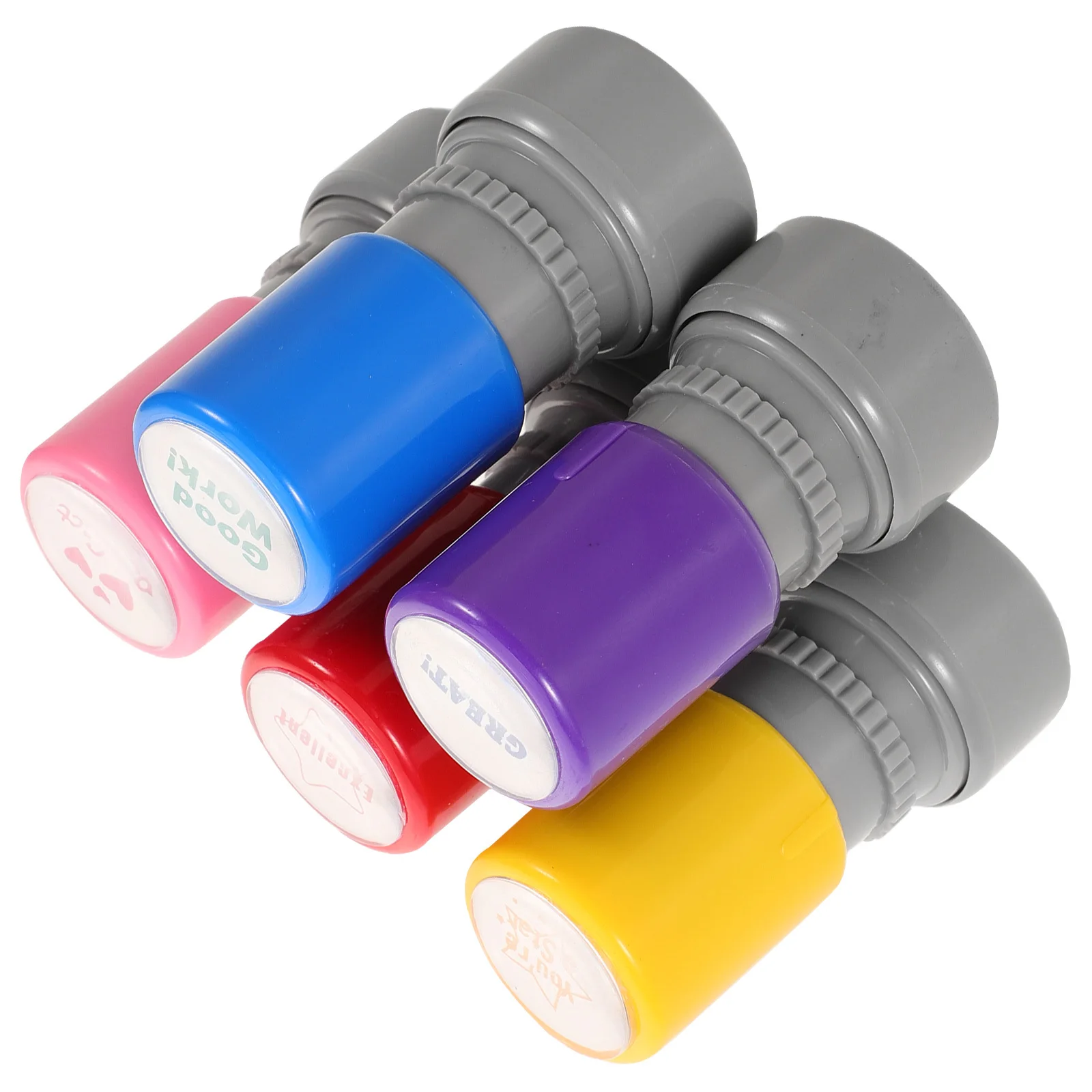 

5Pcs Education Stamps Colorful Self-Inking Teacher Grading Stamps for Homework Classroom Reward Motivational Feedback