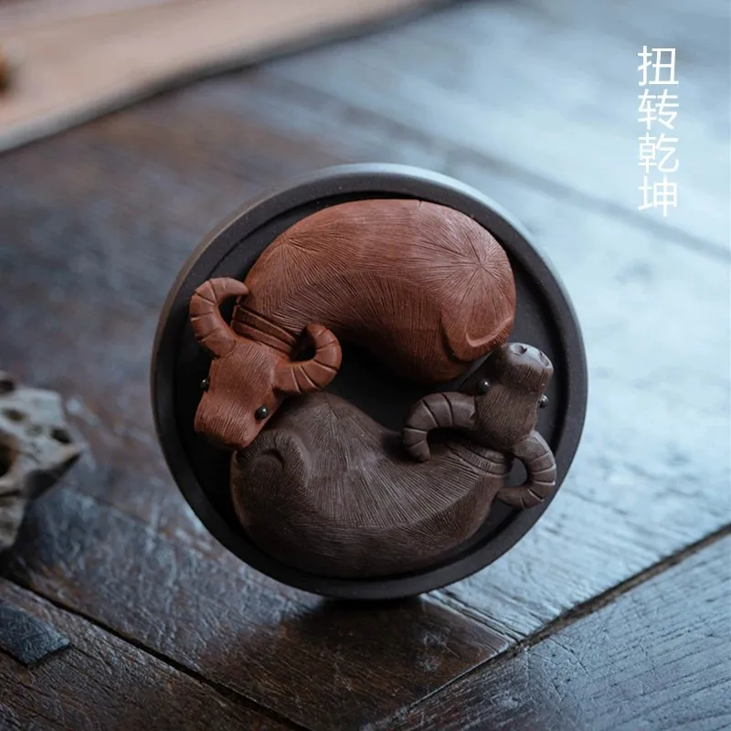 

Purple Sand Tea Pet Cattle Turn The Universe To Make A Fortune Ornaments Handicraft Sculpture Tea Set Ceramic Tea Table Accessor