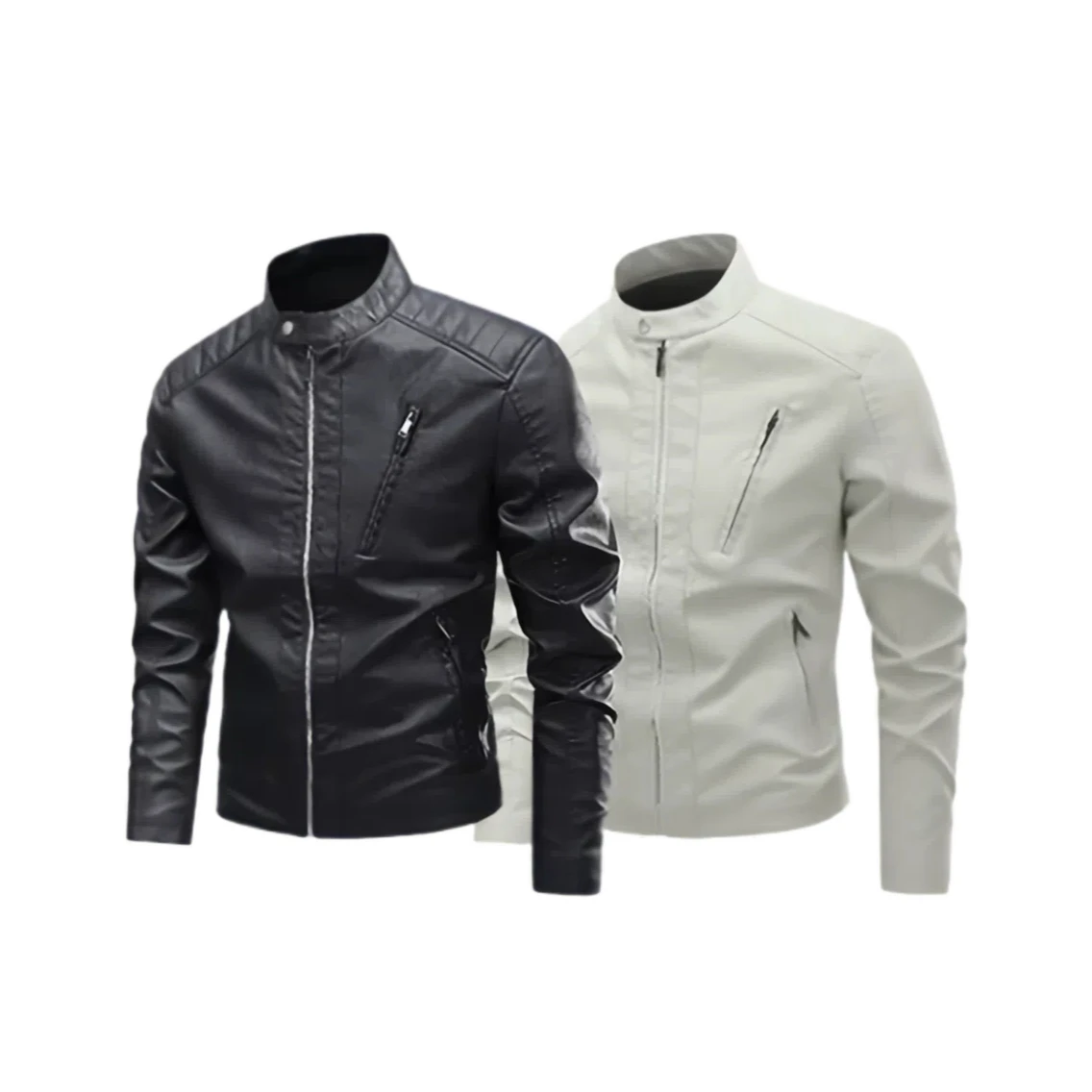 

Motorcycle Leather Jacket Spring Outerwear Regular Length Casual Male Apparel Men's Leather Jacket Stand Collar Open Cardigan