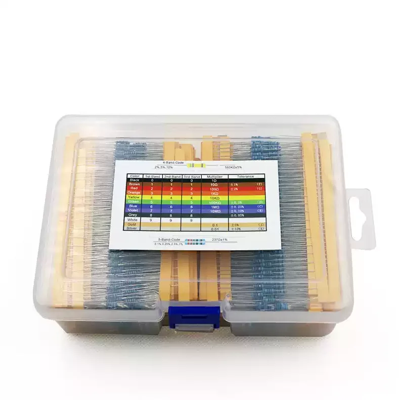 130Value*20PCS Metal Film Resistor Kit Set Resistors Assortment Kits 1K 10K 4.7K 220r 10r 100k 100r 1m 2k 2.2k Ohm 1/4W 0.25W 1%