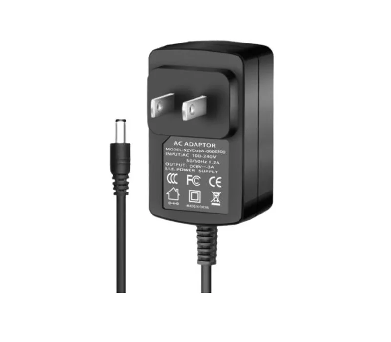 Power Adapter 6V 3A, Barrel 5.5/2.5mm, US 2-Pin Plug, SZYD03A-0600300