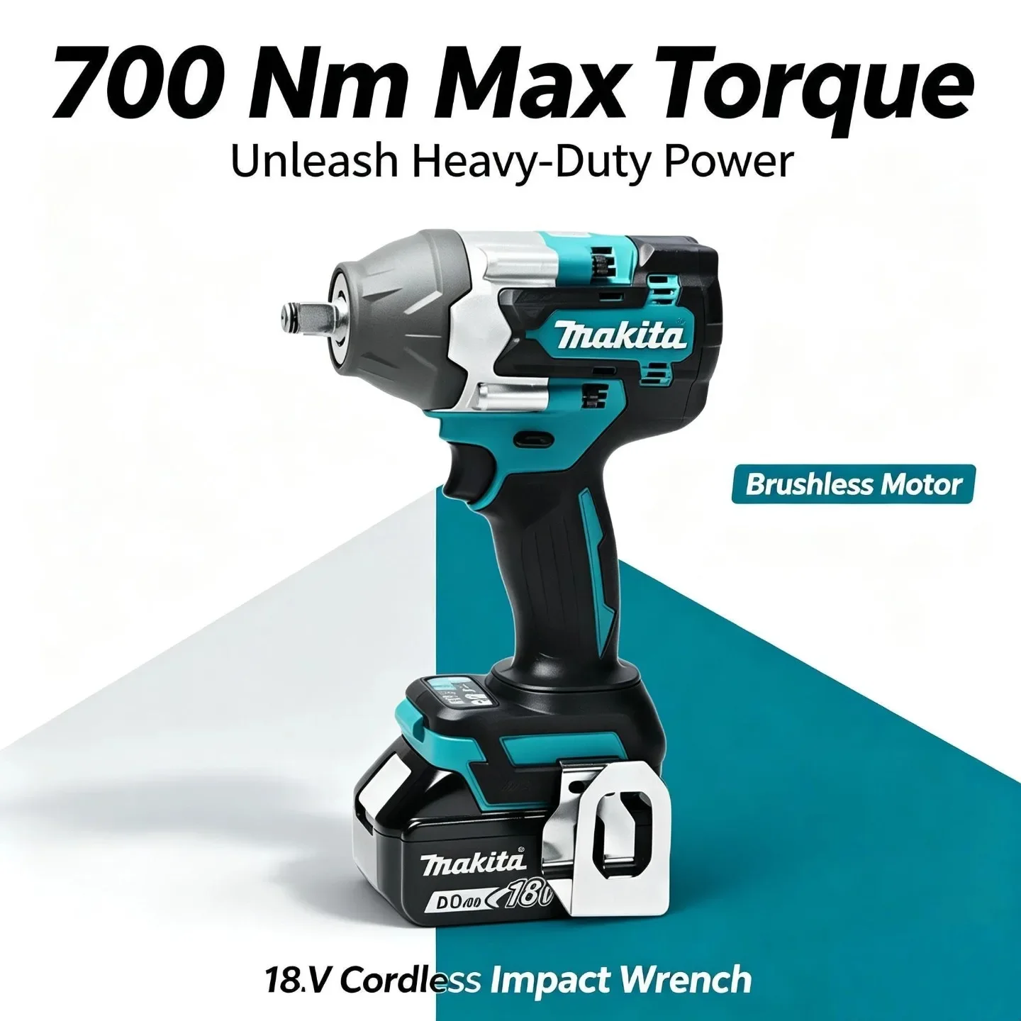 Makita DTW700 18V Bürstenloser Schlagschrauber 1000Nm Kabelloser Elektrischer Befestigungsschrauber mit Variabler Geschwindigkeit und Auto-Stop-Technologie für Kfz-Service und Maschinenreparatur
