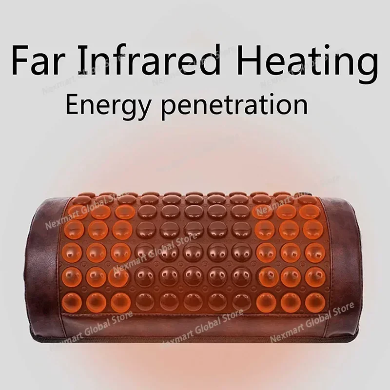 New Jade Tourmaline Massage Pillow with Heating Far Heated massage Bolster Neck Pillow for Cervical Spine  Muscle Relax