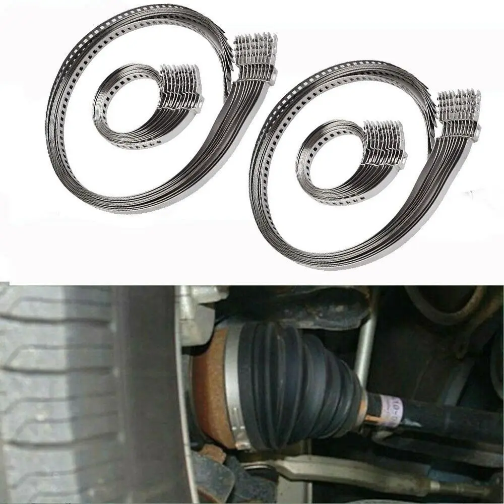 20Pcs Durable Stainless Steel Cars CV Boots Clamps Adjustable 20-125mm Universal Auto Hoses Clamps Replacement Car Accessories
