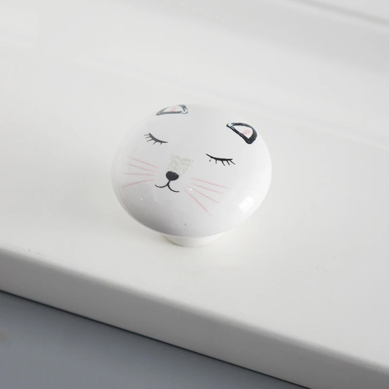 1x Ceramic Drawer Knob Round Nordic Decorative Cute Children Room Handles Pulls for Closet Drawers Dresser Wardrobe Dia 38mm