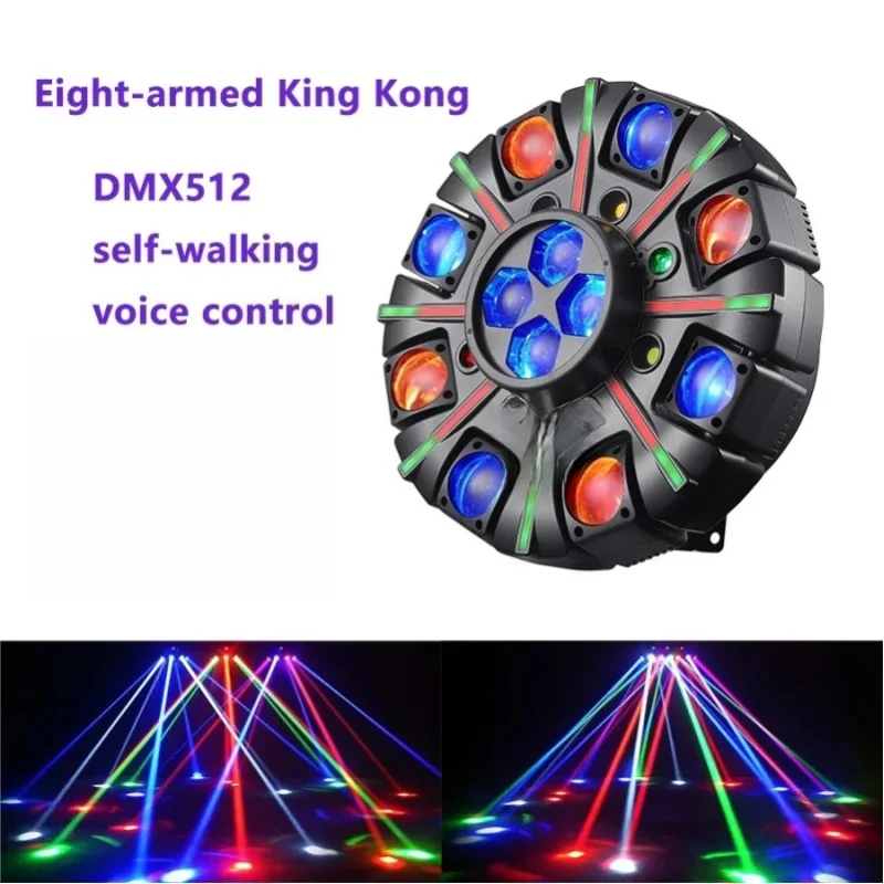 150W RGBW 8-Arm LED Moving Head Light mit Fernbedienung DMX512 Beam Party Lampe Stufenlose Dimmung Stroboskop-Licht für Disco Bar Bühne
