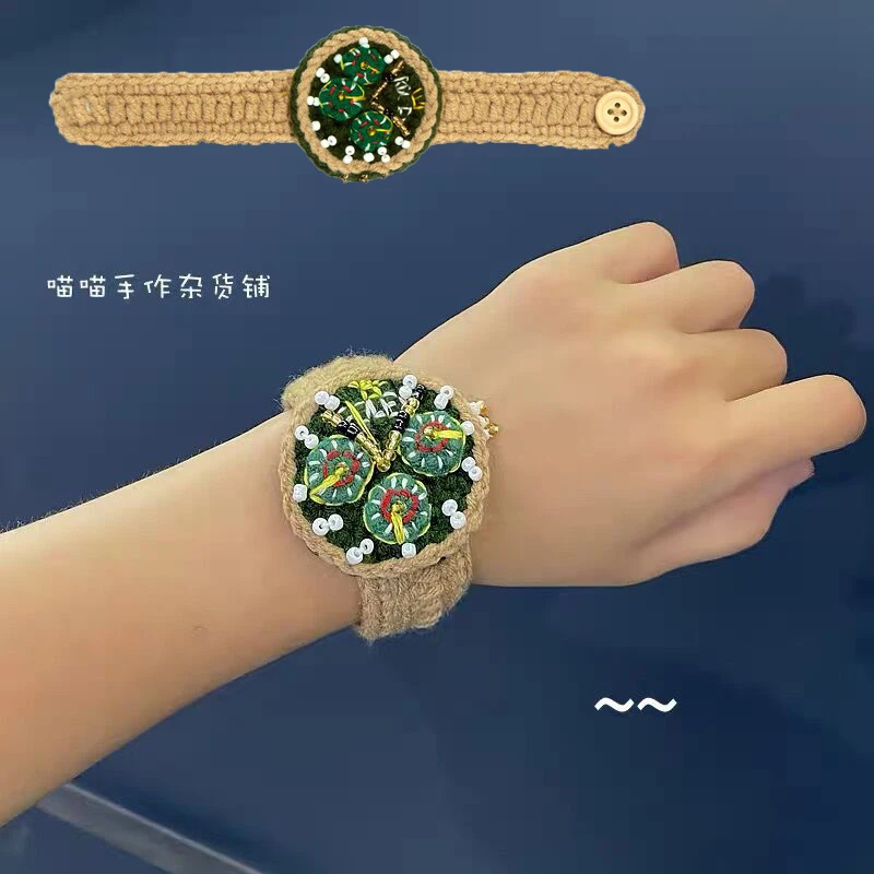 1 adet çocuklar sürpriz hediye yaratıcı el örme izle bitmiş yeşil su hayalet yün izle kişilik çocuk saatler doğum günü